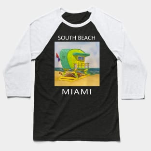 South Beach Lifeguard Tower in Miami Florida - Welshdesigns Baseball T-Shirt